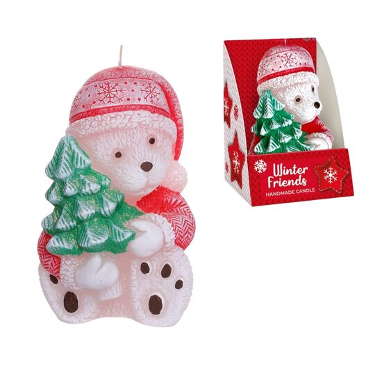 BARTEK svece "Winter Friends" 11cm, +/-12h, lācītis